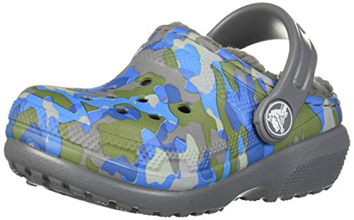 Crocs Kid's Classic Printed Lined Clog, Charcoal, 4 M US Toddler