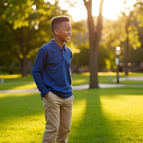 INGEAR Boys Golf Polo Long Short Sleeve Shirts Performance Active Wear Polo for Tennis Boys School Uniform Shirts3