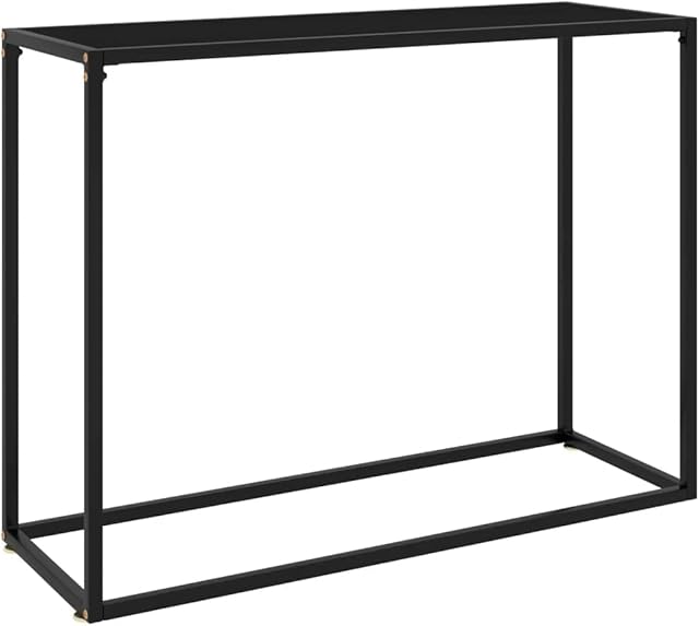 vidaXL Console Table Side Hall Table Console End Desk Accent Desk Living Room Indoor Furniture Home Black 100x35x75 cm Tempered Glass