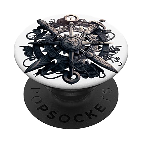Produktfoto von Anker und Kompass vom Segelschiff maritim Meer Kapitän PopSockets mit austauschbarem PopGrip