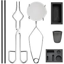 Nelyrho 8-in-1 Metal Casting Kit Graphite Crucible, Graphite Ingot Molds, 2 Stir Rods, Quartz Cup & Tongs Complete Set for Melting Gold, Silver, Aluminum, Brass