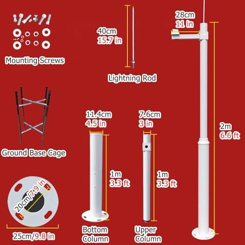 Adjustable 6-20 FT Outdoor Security Camera Pole - Durable Metal Stand, Weatherproof & Rustproof, Perfect for Home & Business Surveillance Solutions