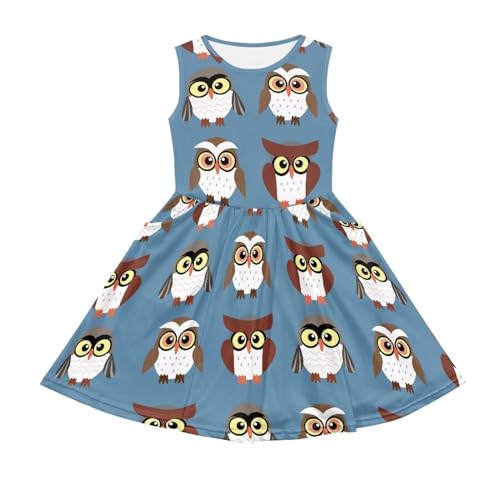 Cute Cartoon Animal Sundress for Girls Swing Loose Fit Sleeveless Summer Dress with Side Pocket