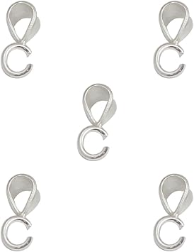 5pcs 925 Sterling Silver Pendant Clasp Finding with Open Loop Jewelry Bails for Pendants Slider Connectors for Charm Necklace Jewelry Making