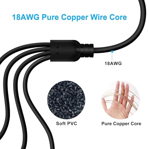 YINGAYOU DC 4-drożny rozdzielacz 5,5 x 2,1 mm DC kabel rozdzielający 5 V 6 V 9 V 12 V 24 V 3 A, do kamer bezpieczeństwa, DVR, routera, drukarki, taśm LED (1 do 4, 70 cm)