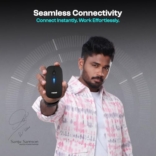 Image of Rechargeable Wireless Mouse with Bluetooth & 2.4GHz, Black | Ultra Slim 11 mm Design,Built-in Rechargeable Battery with USB Type-C Charging for Long-Lasting Wireless Performance