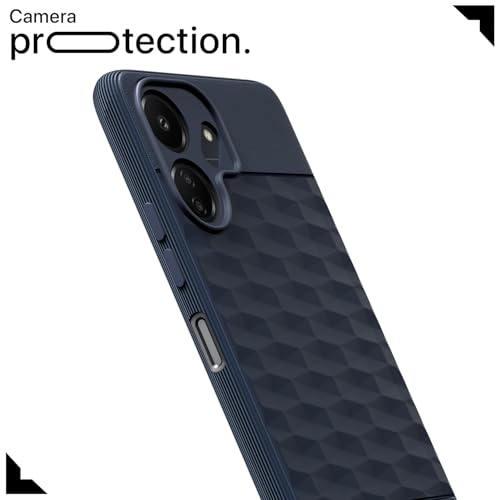 Image of Pikkme Back Cover for Redmi 13c 4G / Redmi 13c 5G / Poco C65 Camera Protection 3D Hexa Cube Design Silicone Protective Bumper Case (Blue)