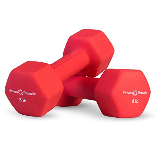 Fitness Republic Neoprene Workout Dumbbells 3 Pairs (8,10,12) Lb - Non Slip, Anti Roll Exercise & Fitness Dumbbells Combo - Hex Shaped Hand Weights For Men & Women - Ideal For Home And Gyms Training #TOP1