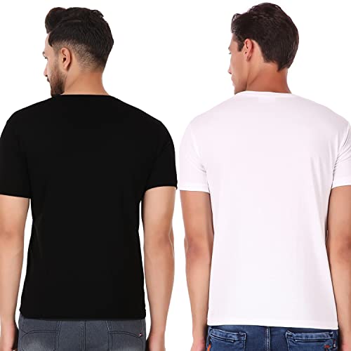 Image of Men's Plain Tshirt | Any Time Wear | Black & White Tshirt |Regular fit Half Slevees Round Neck Pure Cotton Black & White Tshirt | Pack of 2 | Pack of 3