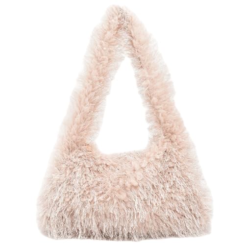 Image of Fluffy Shoulder Hobo Bag Handbag and Purse Women Y2K Fuzzy Soft Plush Underarm Tote Bag