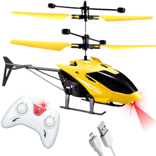 Image of DURAZO Remote Control Plastic Helicopter Toy for Kids | Gravity Sensor Battery Chargable Toy Helicopter | USB Charging Infrared Induction Flight I Pack of 1 (Yellow Colour)