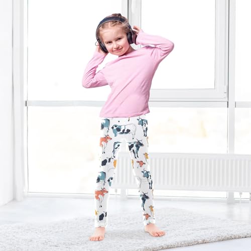Cartoon Animal Cow Girls Casual Leggings for Kids Printed Long Pant Bottoms Stretch and Soft4