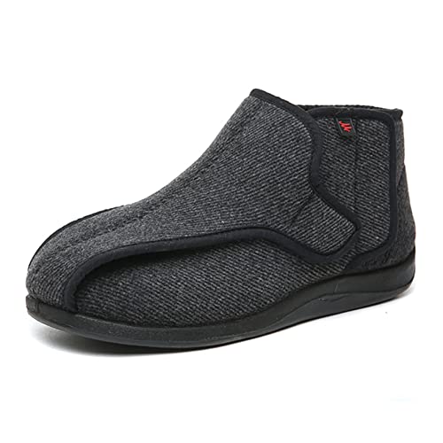 GYCS Zapatillas Ancho Especial Hombre y Mujer Zapatos para Diabéticos Fasciitis Plantar Invierno Calzado Ortopédico con Velcro Posoperatorio Edema Edema Zapatos de Caminar,Negro,43EU Cover