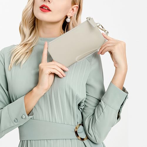 Wristlet Wallets for Women, Small Clutch Wallet with Strap Coin Pocket, Long Genuine Leather RFID Wallet 6