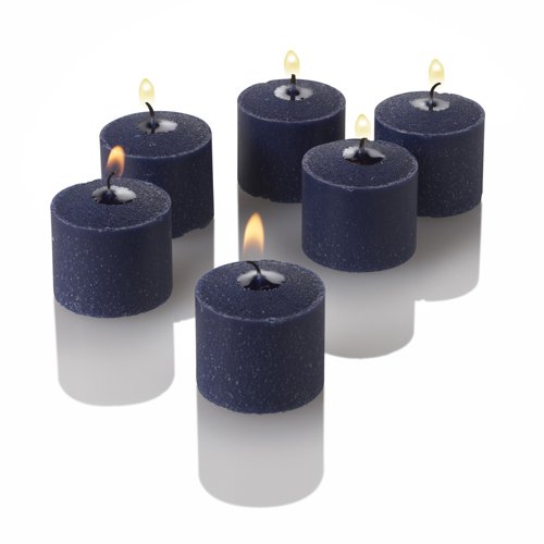 Richland Set of 144 Navy Unscented Votive Candles and 144 Frosted Square Votive Holders