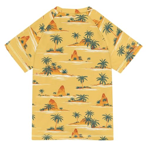 Hawaii Beach Trees Yellow Girl Bathing Suit Sun Protection Sweatshirt Swimwear Beach Tops 3T2