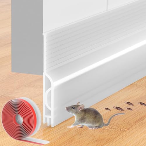 Image of TEKCOOL 39 Inch Silicon Door Bottom Sealing Strip | Self Adhesive Gap Filler Rubber | Bottom Sealing Strip Guard | Protector from Cockroach, Insect, Bugs, Air & Dust | (39 Inch, White)'