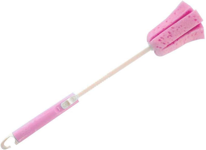 Water Bottle Scrubbing Brush, Adjustable Sponge Cleaning Brush Cleaner with Plastic Long Handle Cup Feeding Bottle Scrubber Washing for Coffee Glasses Pot Milk Cup Mugs Winebottle Baby Bottles (Pink)