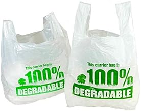 Sabco - White Vest Carrier Bags 100% Degradable - Large13 x 19 x 23" - Eco Friendly Plastic Bags - Sabco (100)