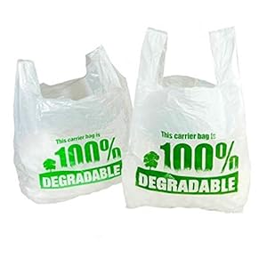 Sabco – White Vest Carrier Bags 100% Degradable – Large13 x 19 x 23″ – Eco Friendly Plastic Bags – Sabco (100)