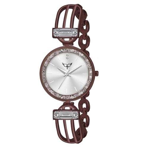 Image of WHITE BIRD Premium Girl Wrist Watch Rose Gold Plated Analog Watch Diamond Studded Dial Stylish Bracelet Strap Stainless Steel Band Perfect for Women