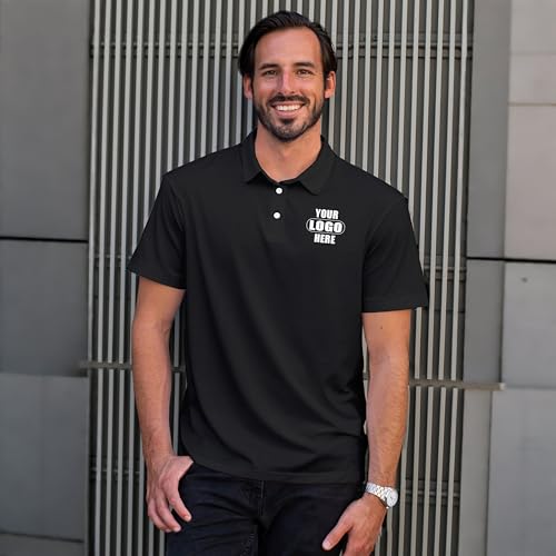 Custom Polo Shirts for Men, Personalized Golf Jersey with Logo Text Printed Design Your Own miniatura 3