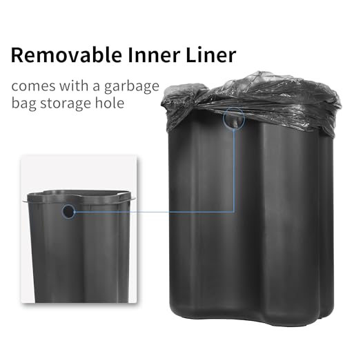 Image of 3.4Gallon Kitchen Trash Can Foot Pedal Trash Bin Stainless Steel Waste Bin Double Barrel Soft Close for Office, Living Room Bedroom with Inner Bucket(Color:Grey)