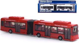 MOTOR ZONE from Peterkin | City Express Bus Toy Vehicle | 39cm Red / Blue / White diecast metal and plastic bendy bus with free wheel action | 1:48 Scale | Diecast Vehicles | Ages 3+