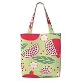 Zouey Bolsa de lona para mujer, bolso de hombro grande, reutilizable, ideal para comestibles, con diseño de granada y semillas de granada.