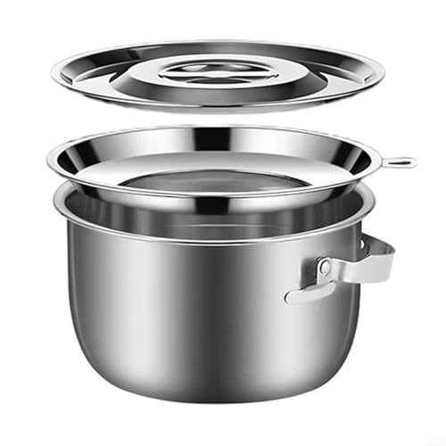 Fauhapyway Bol mélangeur en acier inoxydable avec couvercle, 304 poli miroir, rangement de cuisine pour assaisonnement à l'huile, 17 x 8 cm (1,4 l) argenté