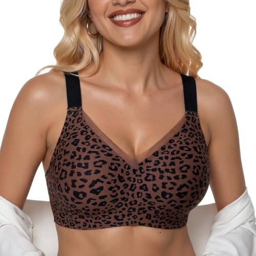 Image of PoseFree Seamless Jelly Bra Wireless Supportive V Mesh Bra for Older Women | Full Coverage,Everyday,Buttery Soft Invisible Under Tshirt Bralettes,No Underwire,Back Smoothing,Plus Size,All-Age Comfort