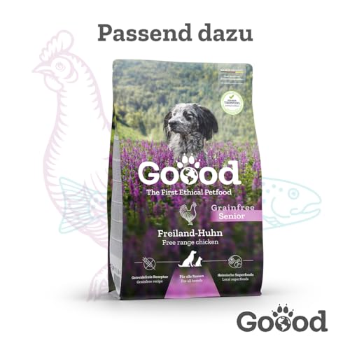 Goood - Senior Freiland-Pute - Nassfutter, Hundefutter - mit nachhaltiger Forelle, regionalem Gemüse und Beeren - Getreidefrei, Glutenfrei, Weizenfrei, Ohne Konservierungsstoffe - 6 x 400 g