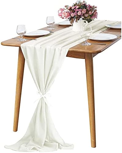 KAMEUN Chiffon Table Runner, 28x120 Inches Pink Table Runner Romantic Wedding Chiffon Fabric for Events Christmas Birthday Banquet Party Bridal Baby Shower Table Decorations Indoor Outdoor