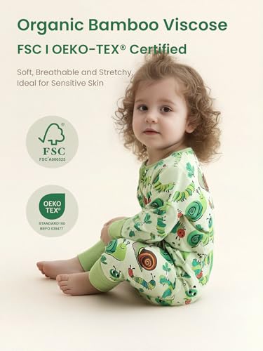Image of Unisex Baby Bamboo Viscose Long Sleeve Romper, Cute Prints Zipper Footless Jumpsuit, Toddler One-Piece Outfits