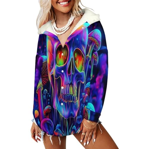 Veste polaire boutons femme avec doublure peluche sherpa violet foncé