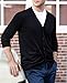 QUALFORT Men's Black Cardigan V-Neck Casual Button Up 100% Cotton Sweaters with Pockets Black Medium