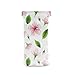 Squeeze Top Sunglasses Pouch Eyeglass Cases PU Leather Soft Anti-Scratch Eyeglass Holder (Green Leaves With Pink Cherry Blossom)
