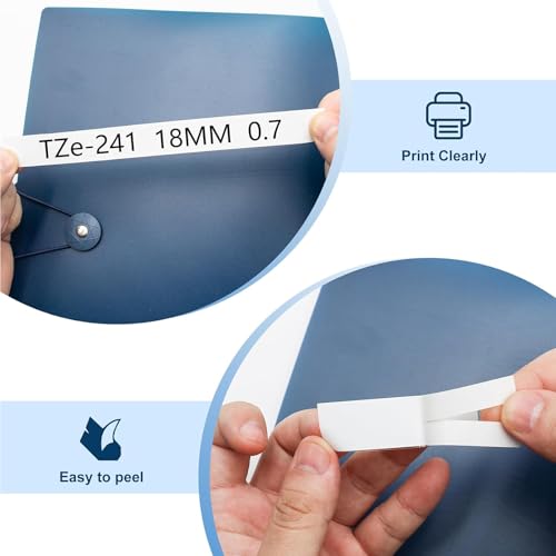 Fita TZe Tz 18 mm 0.7 branco laminado compatível com Brother Label Maker Tape 3/4
