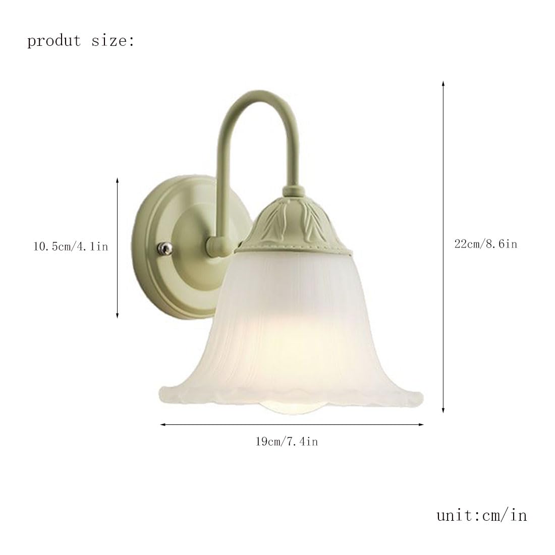 Applique moderne con paralume in vetro satinato a forma di fiore, lampada in stile industriale, applique retrò da comodino per camera da letto, soggiorno, scale, corridoio, sala da pranzo, loft.