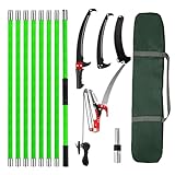 Pterying Pole Saws for Tree Trimming - 7.3-27 ft Manual Tree Trimmer with Sharp Steel Blade and Scissors, Long Reach High Branch Cutter for Garden Landscaping Pruning Palms Shrubs Fruit Trees