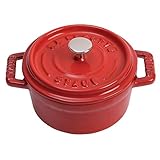 Staub Cast Iron 0.25-qt Mini Round Cocotte - Cherry, Made in France