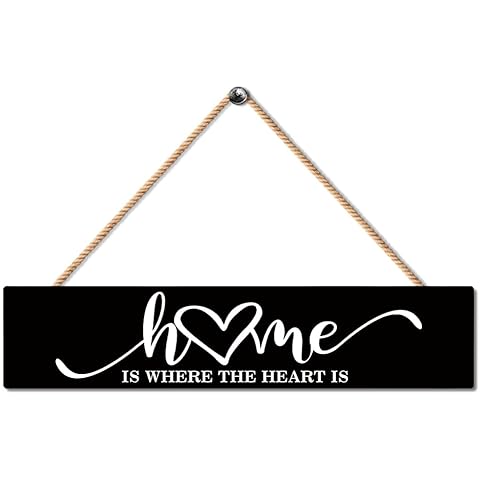 Home Is Where The Heart Is Wooden Hanging Plaque, Funny Wood Sign for Home, Housewa...