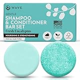 Wave Eucalyptus Oil Shampoo & Conditioner Bar Set - Natural & Organic Moisturizing Vegan Shampoo and Conditioner Bars for Women & Men - Long-Lasting (80-120 Uses)