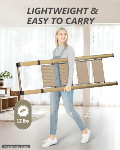 Image of SOLADDER 4 Step Ladder, Lightweight Folding Step Stool, Brown Gold