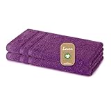 Lavea® 2 Serviettes Invité 30x50 cm en Éponge de Coton Biologique 100% Douces et Absorbantes, pour la Maison, l’Hôtel et Le Spa – Idéales également comme Serviette Visage et Mains – Violet