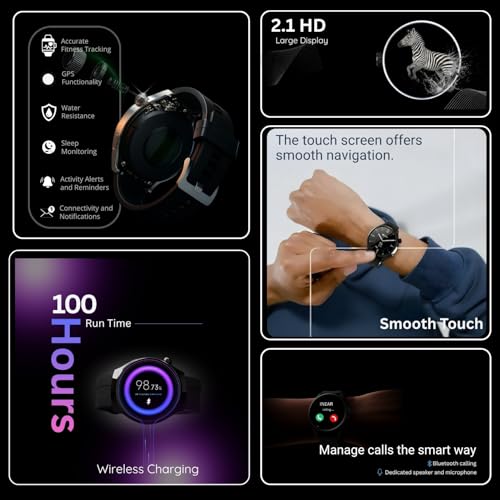 Image of inear INWATCH Ultra Smartwatch 2.1 inch HD Display, Bluetooth Calling, Fitness Watch with Heart Rate Monitor, Sleep Tracker, IPX4 Waterproof, Black Strap, Smartwatch for Android iOS Men Women