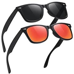 2 Pack Matte Black Frame Grey Lens + Red Mirrored Lens