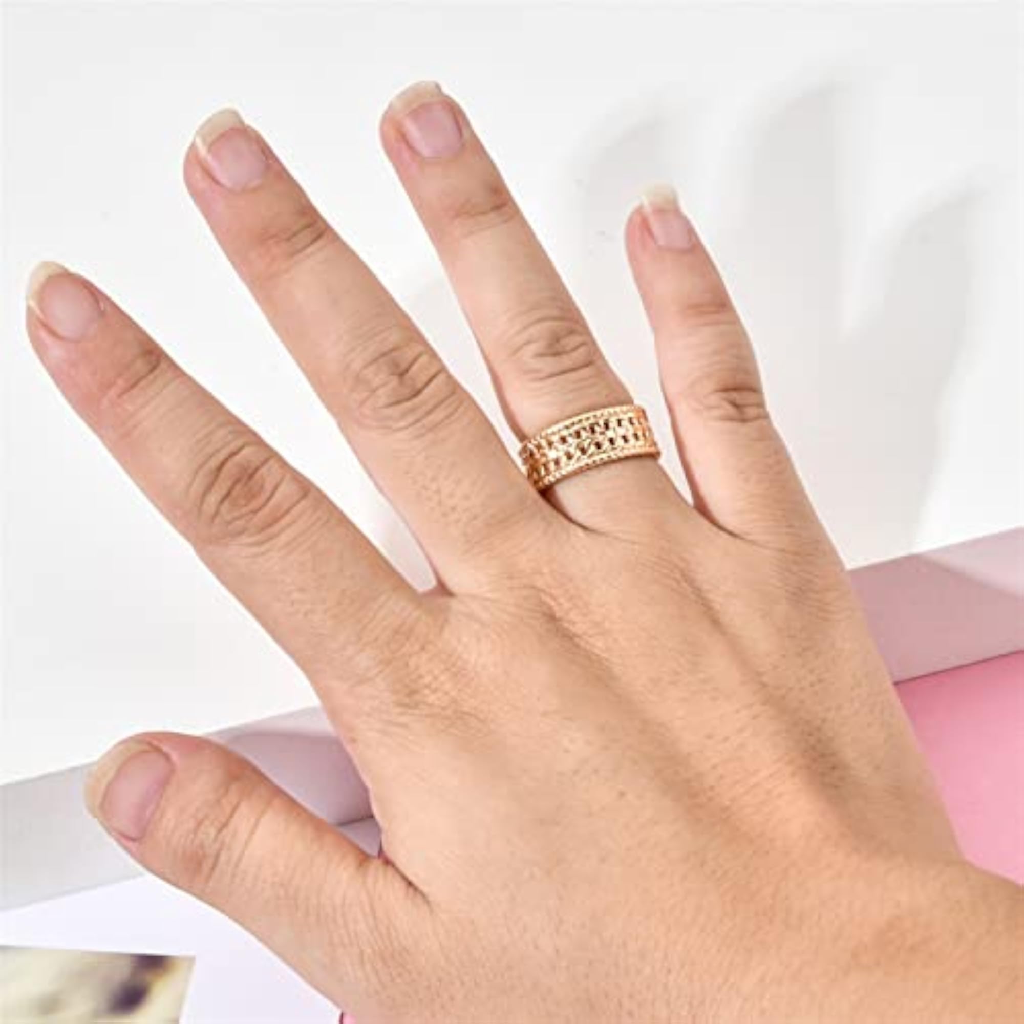 Wrinkled Convex Texture Open Ring, Unisex