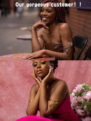 2Pcs Minimalist Simple Swirl Upper Arm Cuff Bracelets for Women Girls Arm Bangle Armlets Adjustable3