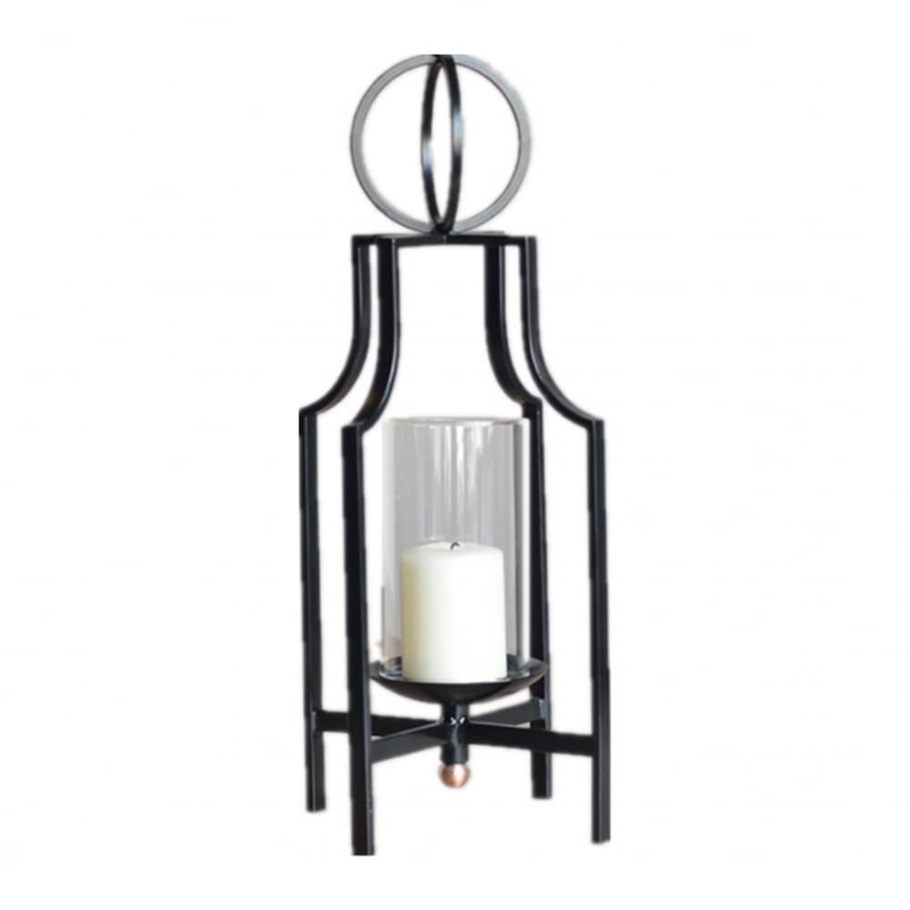 Lanterne décorative en métal, bougeoir en fer forgé pour la maison, bougeoir créatif tendance noir pour le salon - L